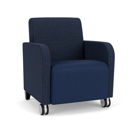Lesro Siena Guest Chair w/ Front Casters, Black Legs, RF Blueberry Back, MD Ink Seat, RF Blueberry Panels SN1101